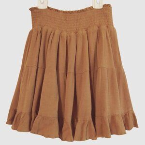 Wishlist Brown Ruffle Tiered Mini Skort Small - Fairy Cottage Eathy Goblincore